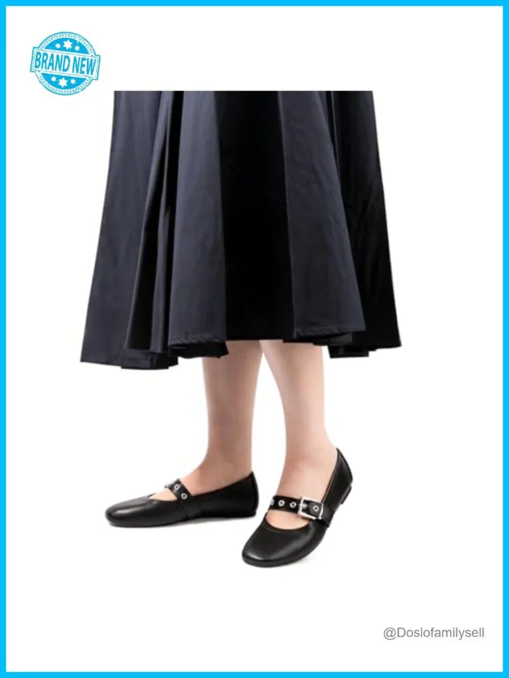 Womens Ballet Flats Mary Jane Square Toe Buckle Strap Memory Foam Comfort